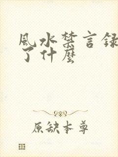风水禁言录 写了什么