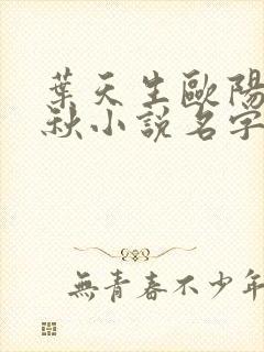 叶天生欧阳欣忆秋小说名字