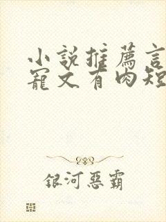 小说推荐言情甜宠文有肉短篇完结