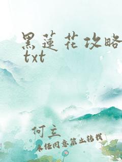 黑莲花攻略手册 txt