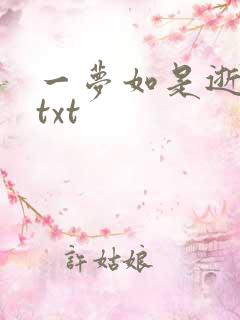 一梦如是逝水长txt