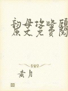 韵母攻略顾小暖原文免费阅读