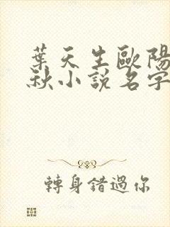 叶天生欧阳欣忆秋小说名字