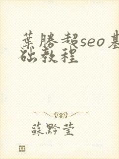 叶胜超seo基础教程