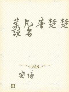 叶凡唐楚楚的小说名