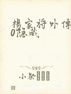杨家将外传2.0隐藏