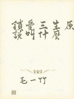 锁爱三生原著小说叫什么