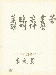 叶临宋书蕾的小说叫什么