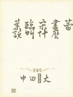 叶临宋书蕾的小说叫什么