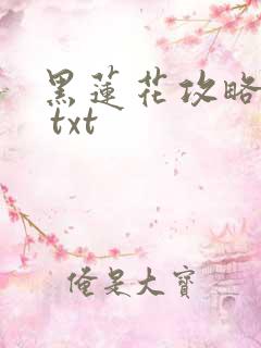 黑莲花攻略手册 txt