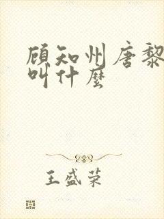 顾知州唐黎书名叫什么