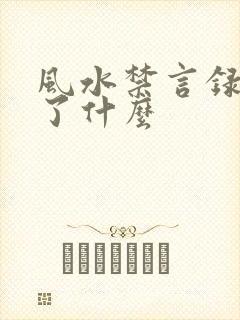 风水禁言录 写了什么