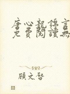 唐心龙锦言小说免费阅读无弹窗