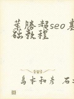 叶胜超seo基础教程
