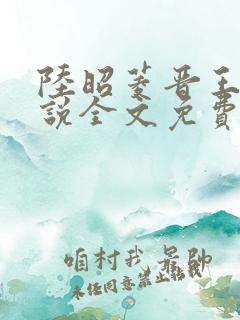 陆昭菱晋王的小说全文免费阅读