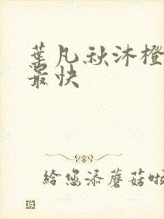 叶凡秋沐橙更新最快