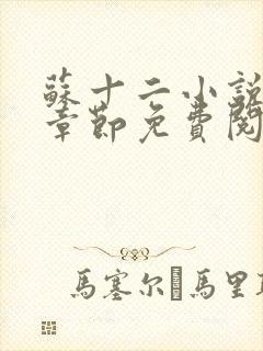 苏十二小说最新章节免费阅读全文