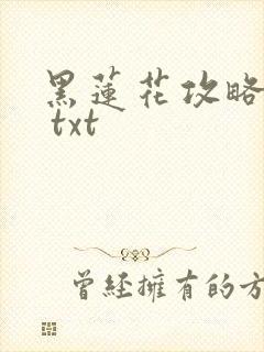 黑莲花攻略手册 txt