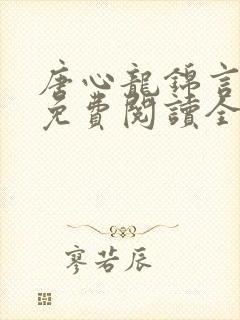 唐心龙锦言小说免费阅读全文