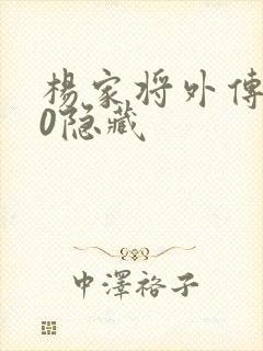 杨家将外传2.0隐藏