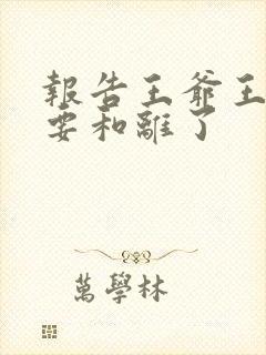 报告王爷王妃又要和离了