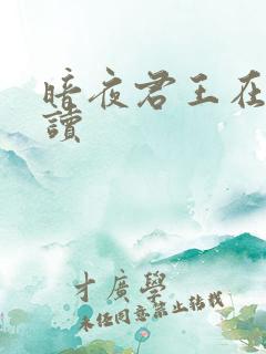 暗夜君王在线阅读