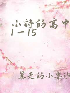 小诗的高中日记1一15