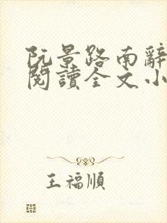 阮景路南辞免费阅读全文小说