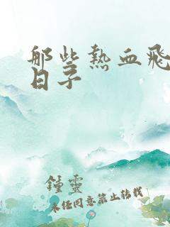 那些热血飞扬的日子