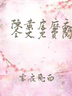 陈黄皮麻衣神婿全文免费阅读