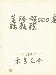 叶胜超seo基础教程