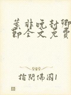 叶非晚封卿在最节全文免费阅读