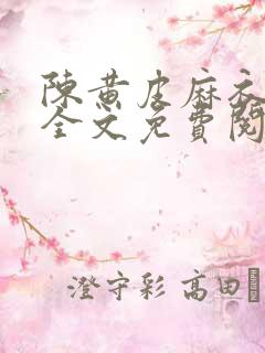 陈黄皮麻衣神婿全文免费阅读