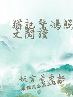 犹记惊鸿照影全文阅读