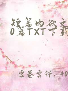 短篇肉欲文500篇TXT下载