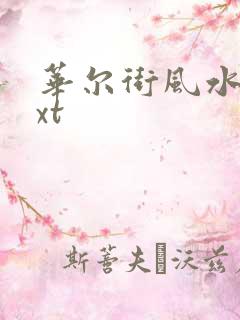 华尔街风水师txt