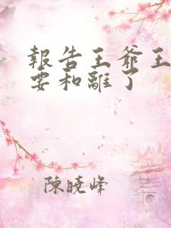 报告王爷王妃又要和离了