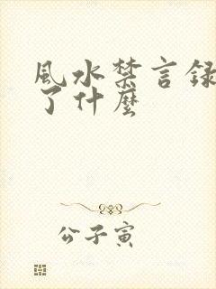 风水禁言录 写了什么