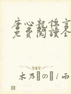 唐心龙锦言小说免费阅读全文