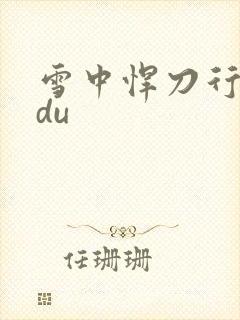 雪中悍刀行sodu