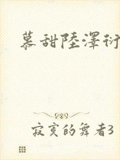 慕甜陆泽衍小说