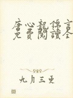 唐心龙锦言小说免费阅读全文