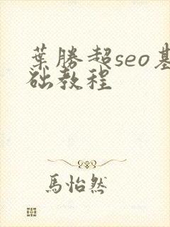 叶胜超seo基础教程