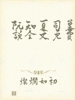 阮知夏司暮寒小说全文免费无弹窗