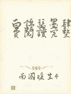 白锦瑟墨肆年免费阅读完整版小说