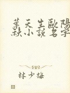 叶天生欧阳欣忆秋小说名字