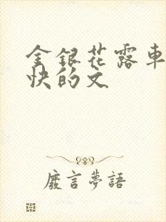 金银花露车速最快的文