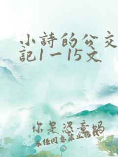 小诗的公交车日记1一15文