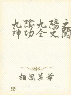 九阴九阳之阴阳神功全文阅读
