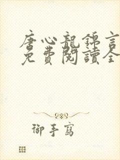 唐心龙锦言小说免费阅读全文